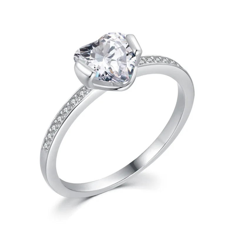 

Heart Zircon 925 Sterling Silver Wedding Women Engagement Ring Diamond