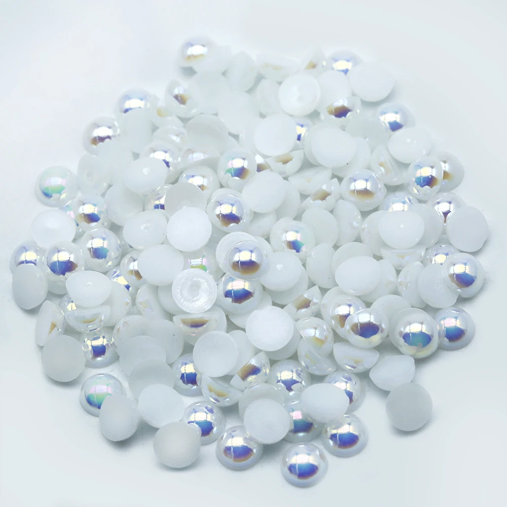

Flat Back 3 4 5 6 8 10 12 mm ABS Imitation half Pearl Soild white AB Colors Cabochon Half Round Bead for Scrapbook Decoration