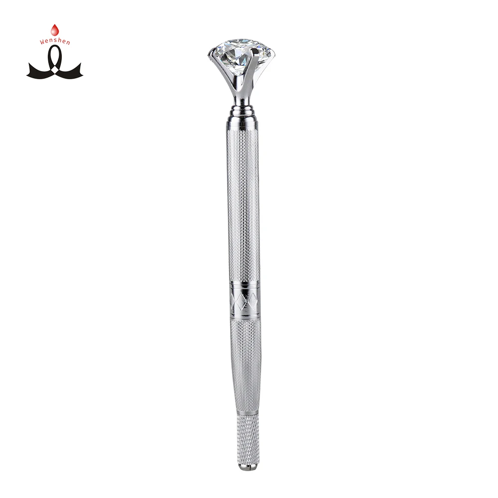 

WSPMU Silver Color Upscale Diamond Manual Holder With Acrylic Box Stainless Steel Microblading Pen, Black/gold