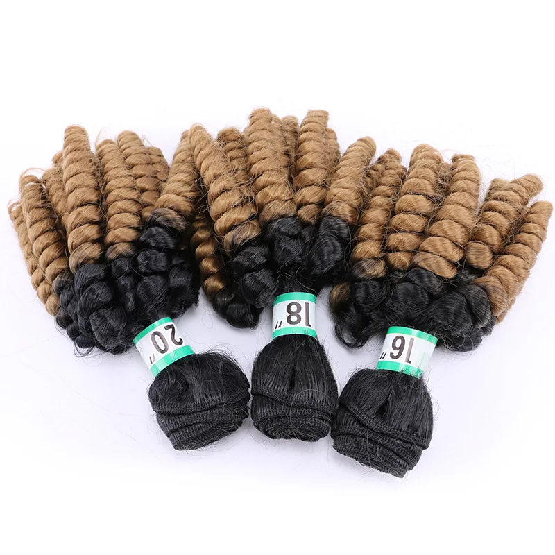 

AIFANLIDE Wholesale Funmi Curly 0mbre Synthetic Fiber Hair Bundles, Ombre color