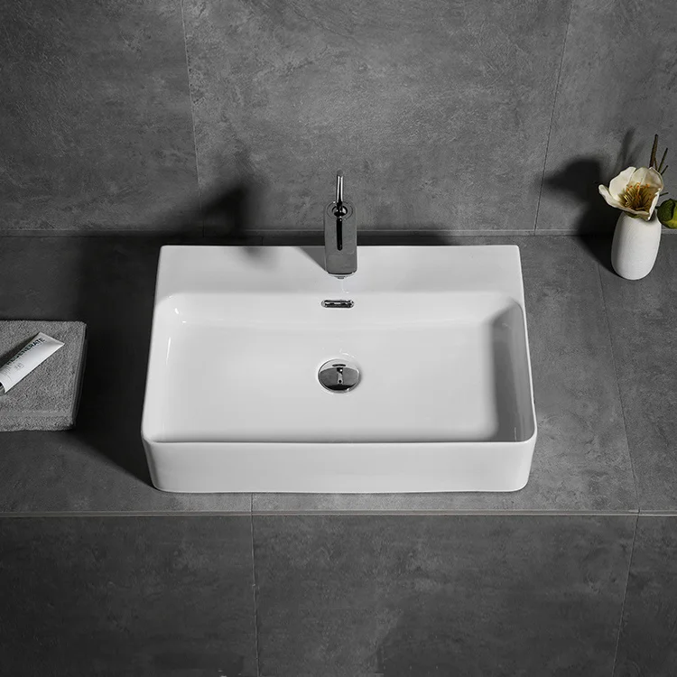 Countertop types rectangle ceramic wash hand  bathroom ceramic sinks wash basin