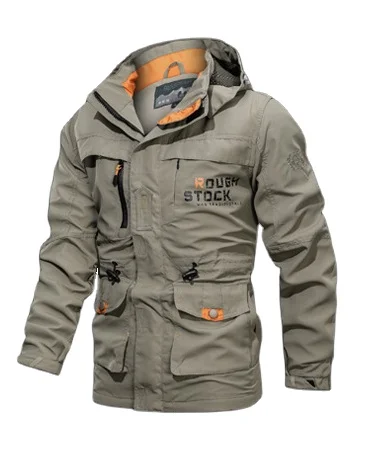 

Jackets men's mid-length casual outdoor hooded plus size jacket men's jacket spring and autumn clothes