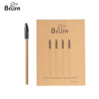 

Belifa high quality eco friendly customize label bamboo handle eye lash mascara wand and lash cleaning brush