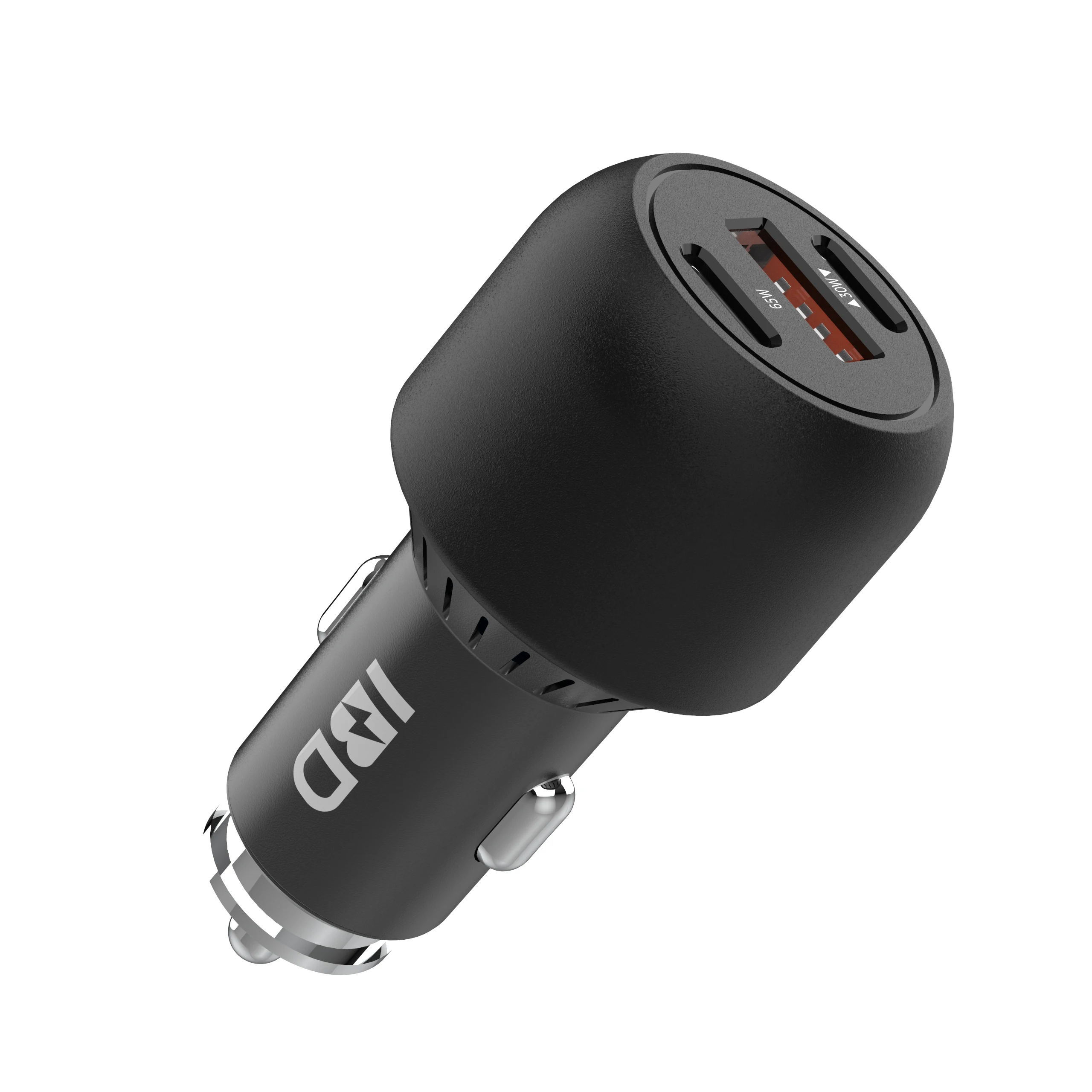 

IBD Smart portable PD 65W dual usb car adapter mobile phone qc3.0 pd type c cell phone laptop fast car charger, Black