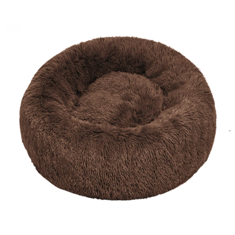 

2021 wholesale washable soft luxury plush grey blue brown pet cushion round cat dog bed, Blue, gray, brown, customize