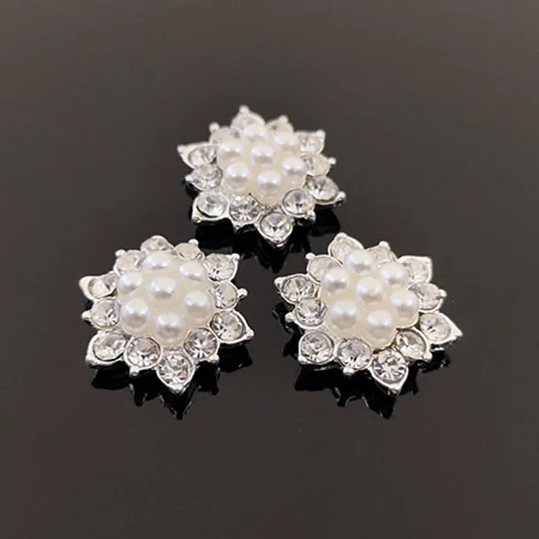 Small Rhinestone Pearl Buttons Accessory Decoration Set for DIY Scrapbooking Embellishments Wedding Bouquet Flower Centre