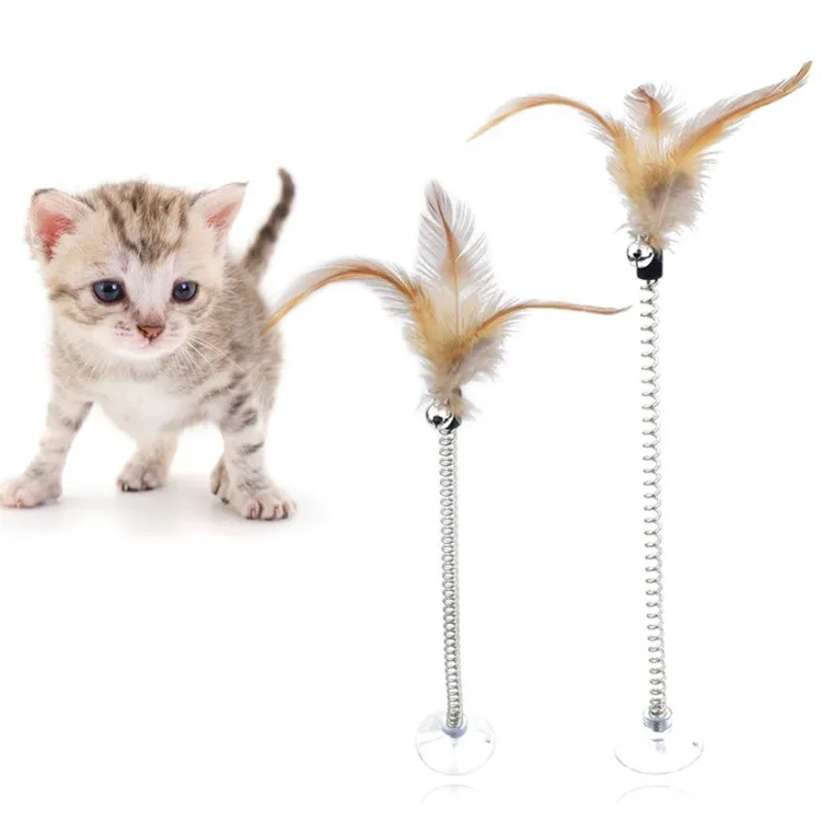 

Hot Cat Toys Suction Cup Feather Tease Cat Spring Feather Tease Cat Supplies