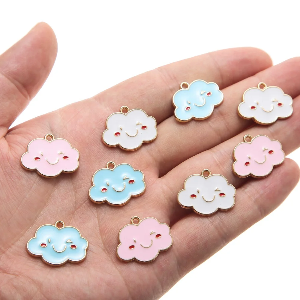 

Cute Colorful Alloy Enamel Smile Cloud Charms Pendants For Jewelry Making DIY Handmade For Bracelet Jewelry Cloud Accessories