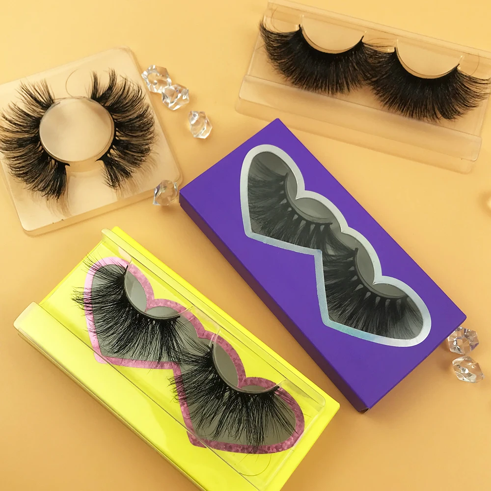 

Hot selling Confortable eyelashes mink 25mm natural false eyelashes manufacturer with customize own brand lash box