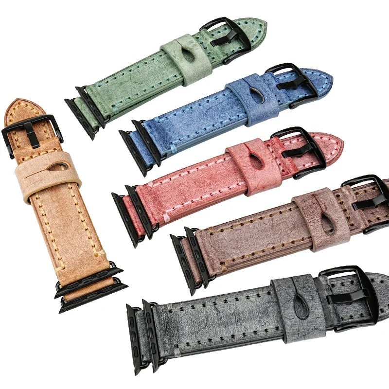 

MAIKES Quality Bridle Leather Watch Strap Replacement For Apple Watch Band 44mm 40/42mm 38 Series 6 5 4 3 2 Apple Watch Bracelet