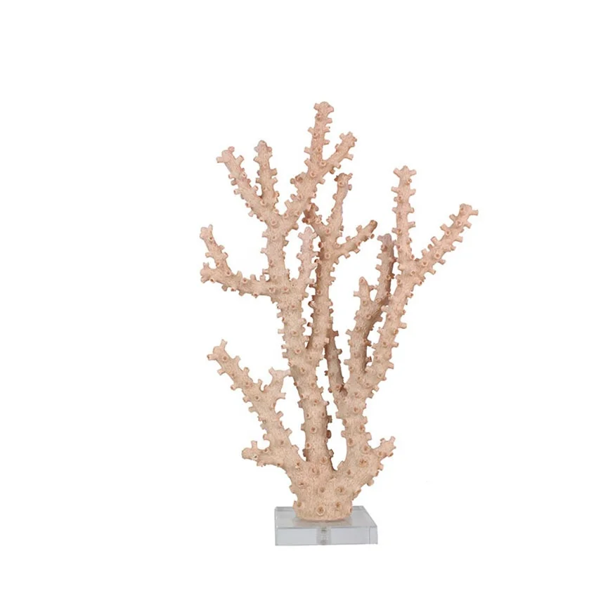 Resin white coral decorations with acrylic base accessories supplier