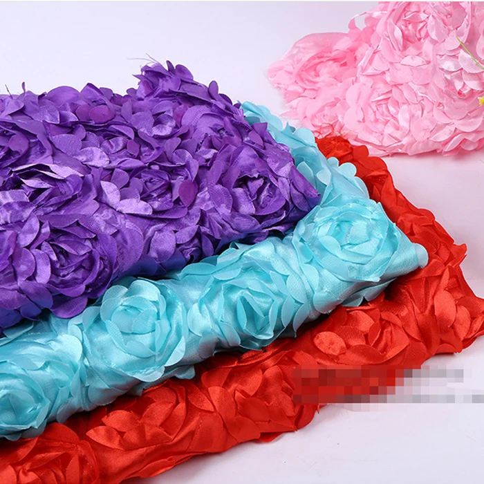 

Bestway Elegant 3D Satin Ribbon Embroidery Rosette Decorative Fabric for Wedding Event Party, Accept customized color