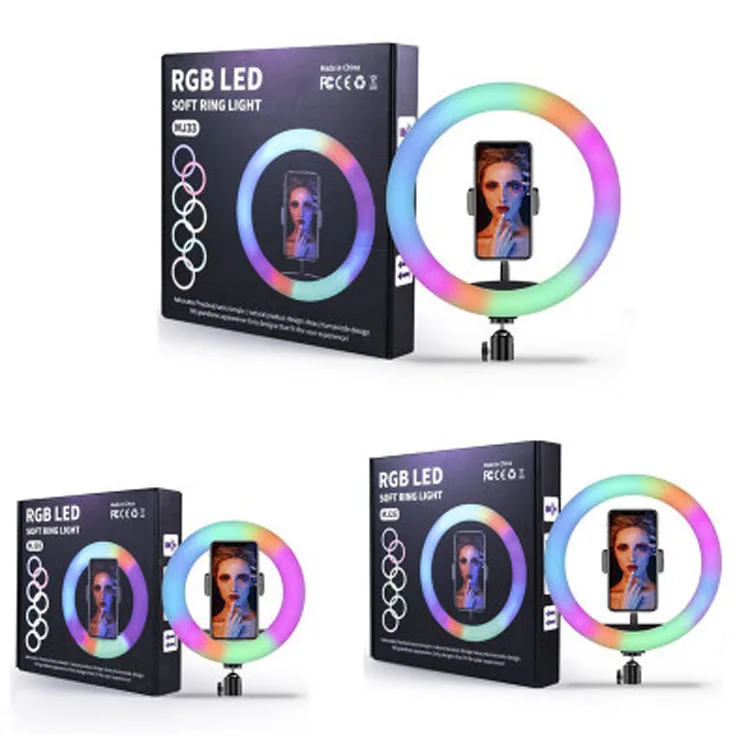 

20CM 26CM 33CM desktop colorful LED RGB Selfie Ring Light lamp with phone holders