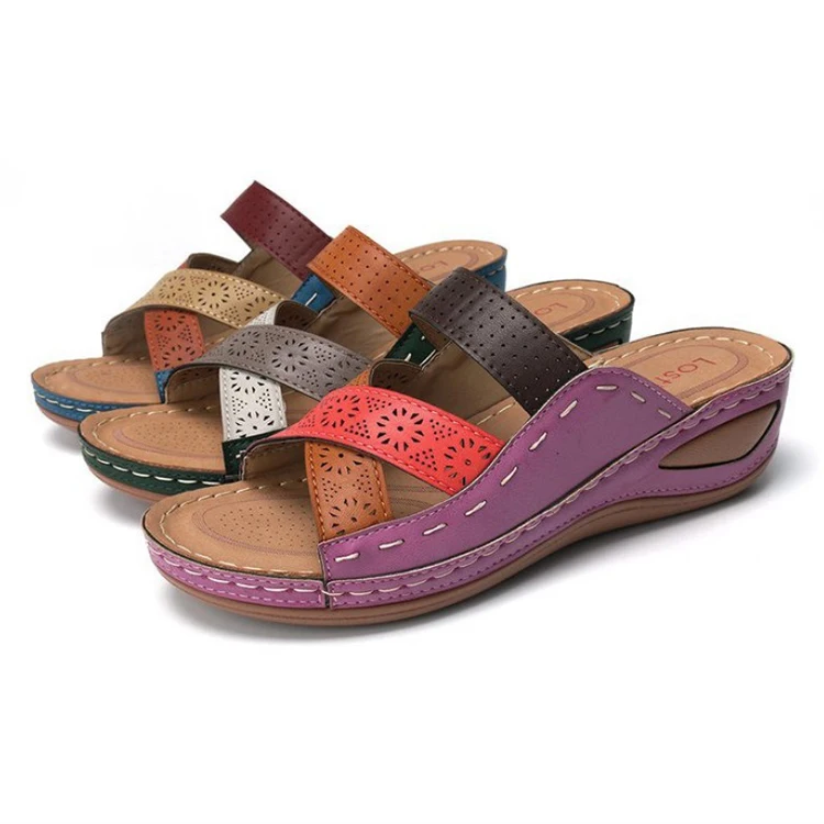 

Hot Sale Low Price And High Quality Wedge Heel Slippers Ladies Summer