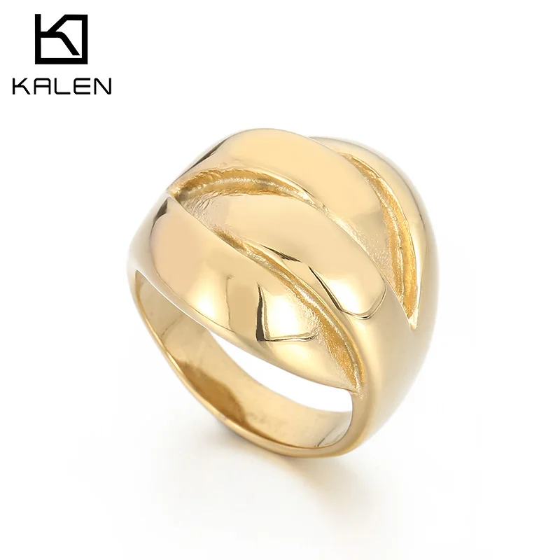 

Kalen Personality French Geometry Ring 18K Gold-plated Stainless Steel Fine Jewelry Rings