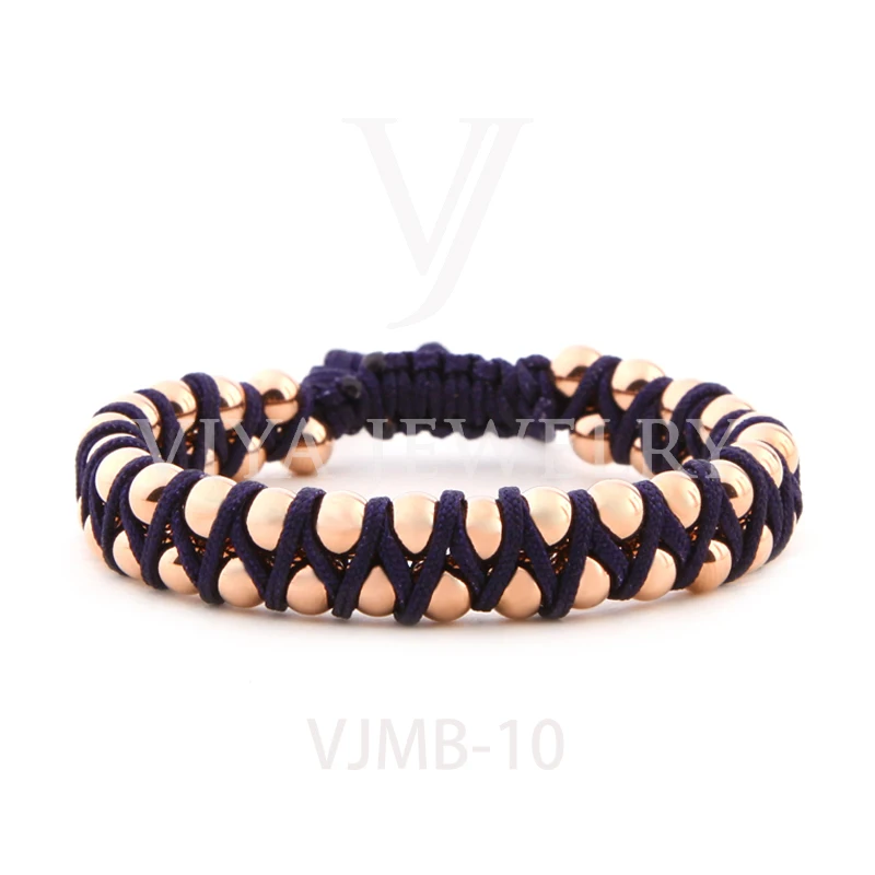 

High Quality 2 String 6mm Stainless Steel Braided Beaded Bracelet
