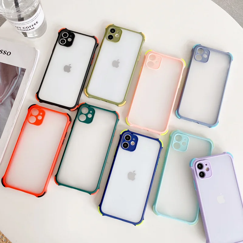 

2 in1 New camera lens protection translucent frosted matte TPU Acrylic Case for iPhone 11 case shockproof case for 12 pro Max