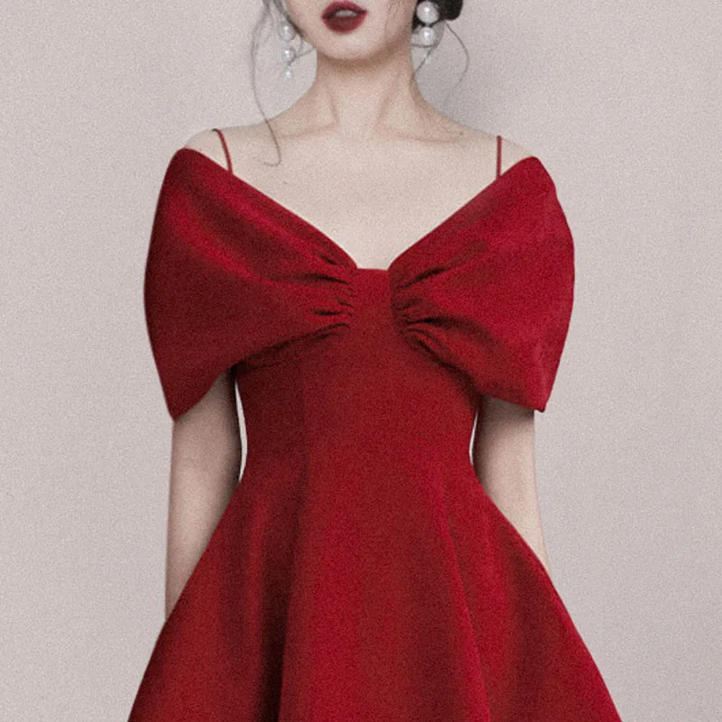 

Droma 2021 new design high fashion solid color bow strip dress cute sexy korean dress summer, Picture color