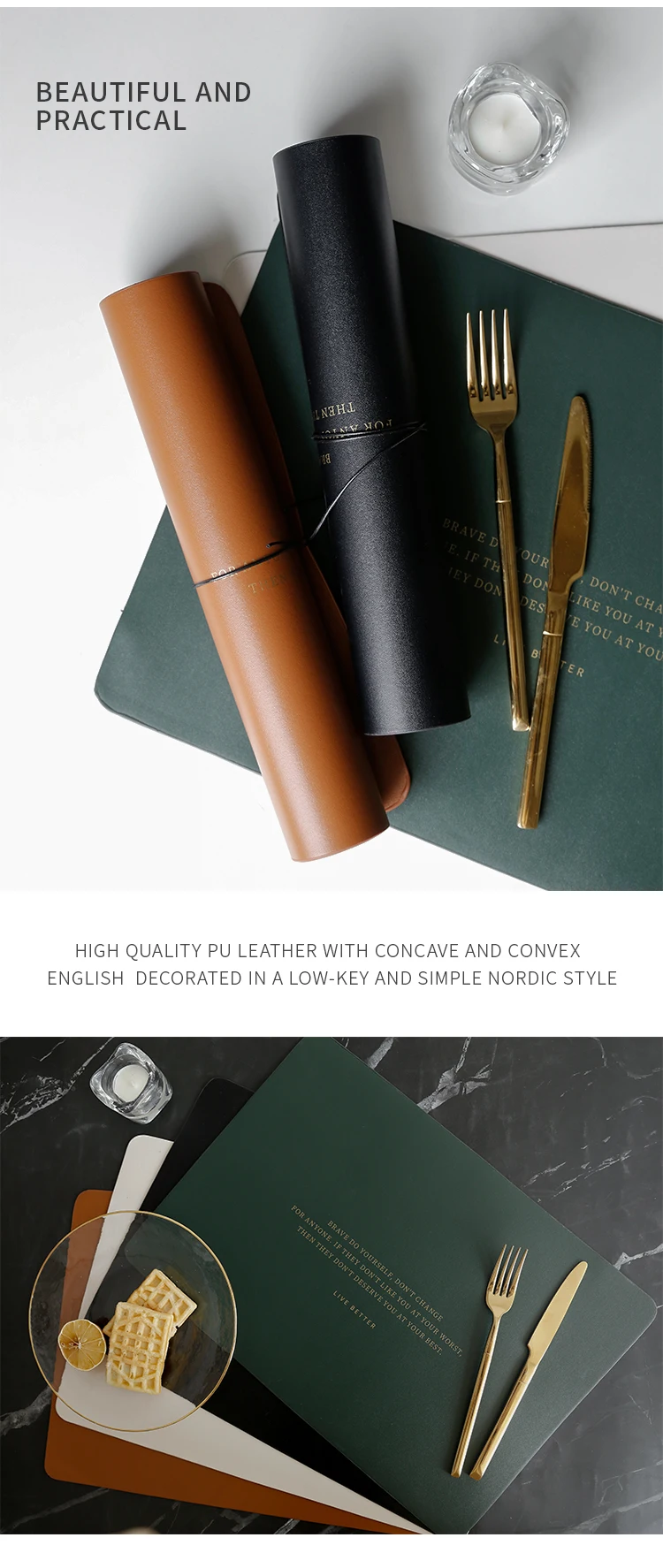 Wholesale Special Design Elegant Black Printing Logo Place Mat