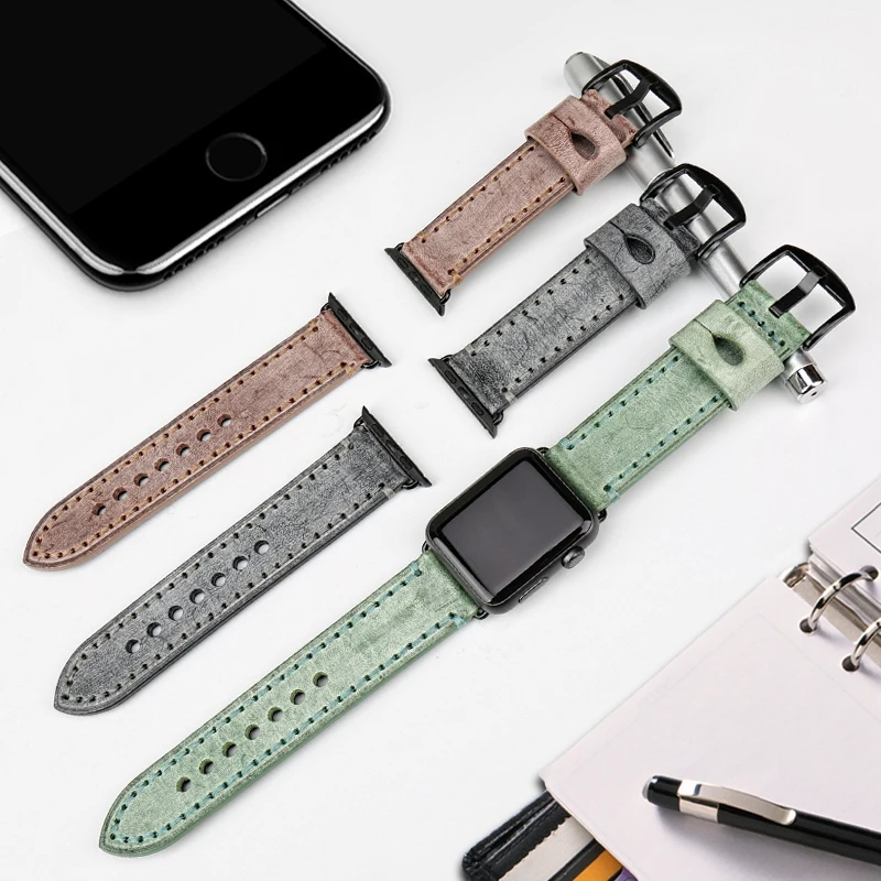 

MAIKES Special Leather Watchband Replacement For Apple Watch Band 44mm 40mm / 42mm 38mm Series 6 5 4 3 2 All Models Watch Strap