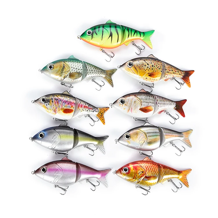 

2 Section Glide Swimming Bait Hard ABS Artificial Trout Bass Fishing Lures Live Action 13.3cm/54.5g Electronic Fishing Lure, 6 color available