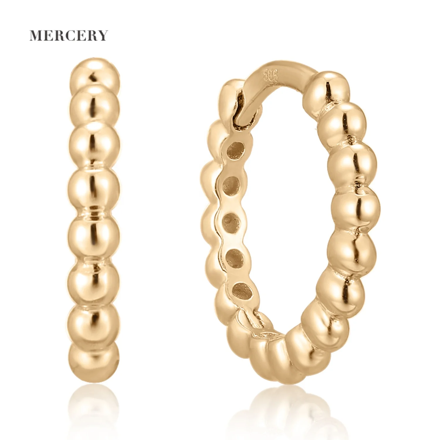 

Mercery Minimalist Fine Jewelry Round Ball 14k Solid Gold Earring Jewellery ORB Small Beads Hoop Huggies Earrings For Women