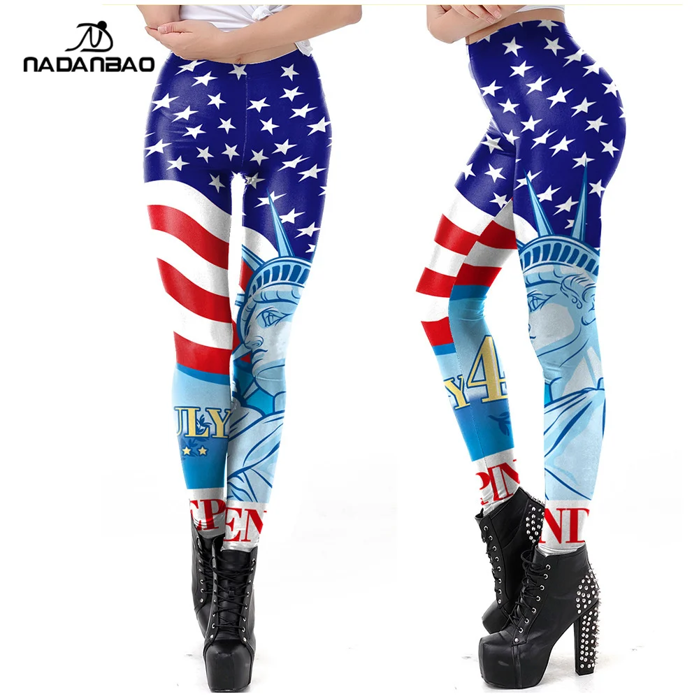 

NADANBAO wholesale custom printed leggings women independence day leggings breathable workout fitness leggings