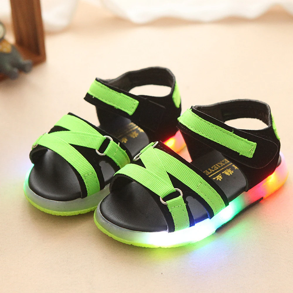 

Wholesale child baby boy washablesandal light up shoes Infant kids children summer anti-slip breathable sandals