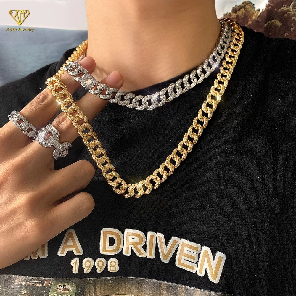 

18K Gold Plated Jewelry Iced Out Miami Cuban Link Chain Hip Hop Punk Mens Necklace