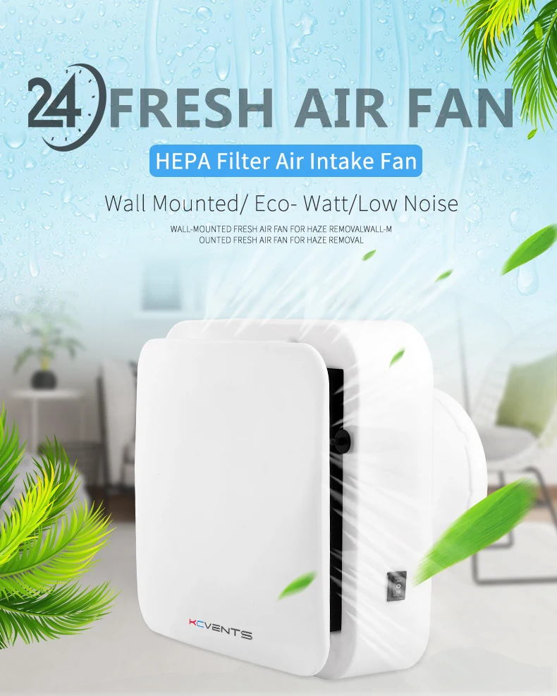 Kcvents 6 Inch Wall Mounted Ductless Fan Fresh Air System With Hepa For