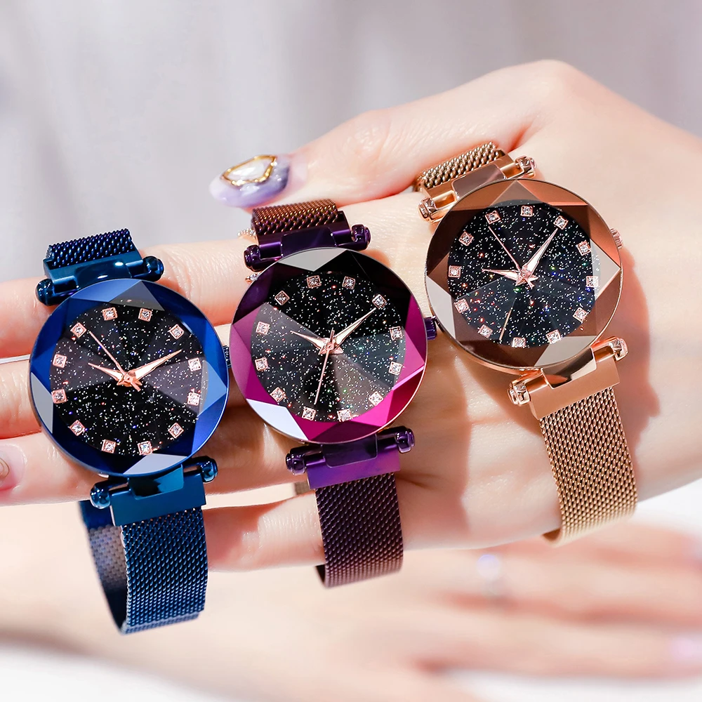

Wholesale Hot Sale Fashion Starry Sky Ladies Wrist Watch Daily life Waterproof Magnet Band Quartz Watches for Women