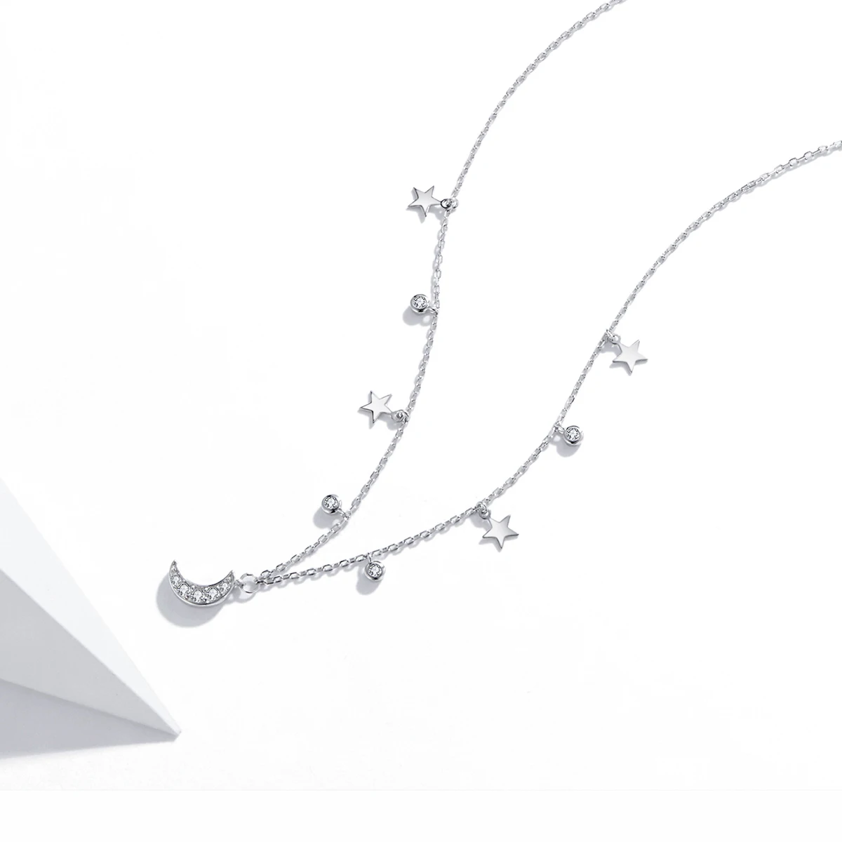 

Latest Design 925 Silver Moon And Star Link Chain Necklace Jewelry Custom