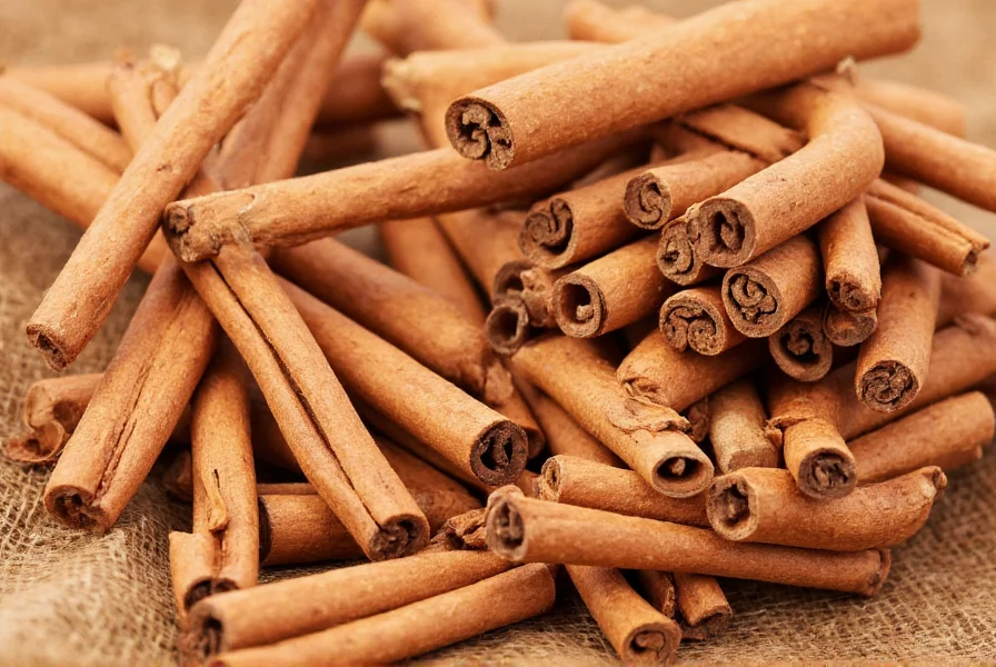 Close-up of Ceylon cinnamon sticks next to Cassia cinnamon sticks showing the visual differences between the two types