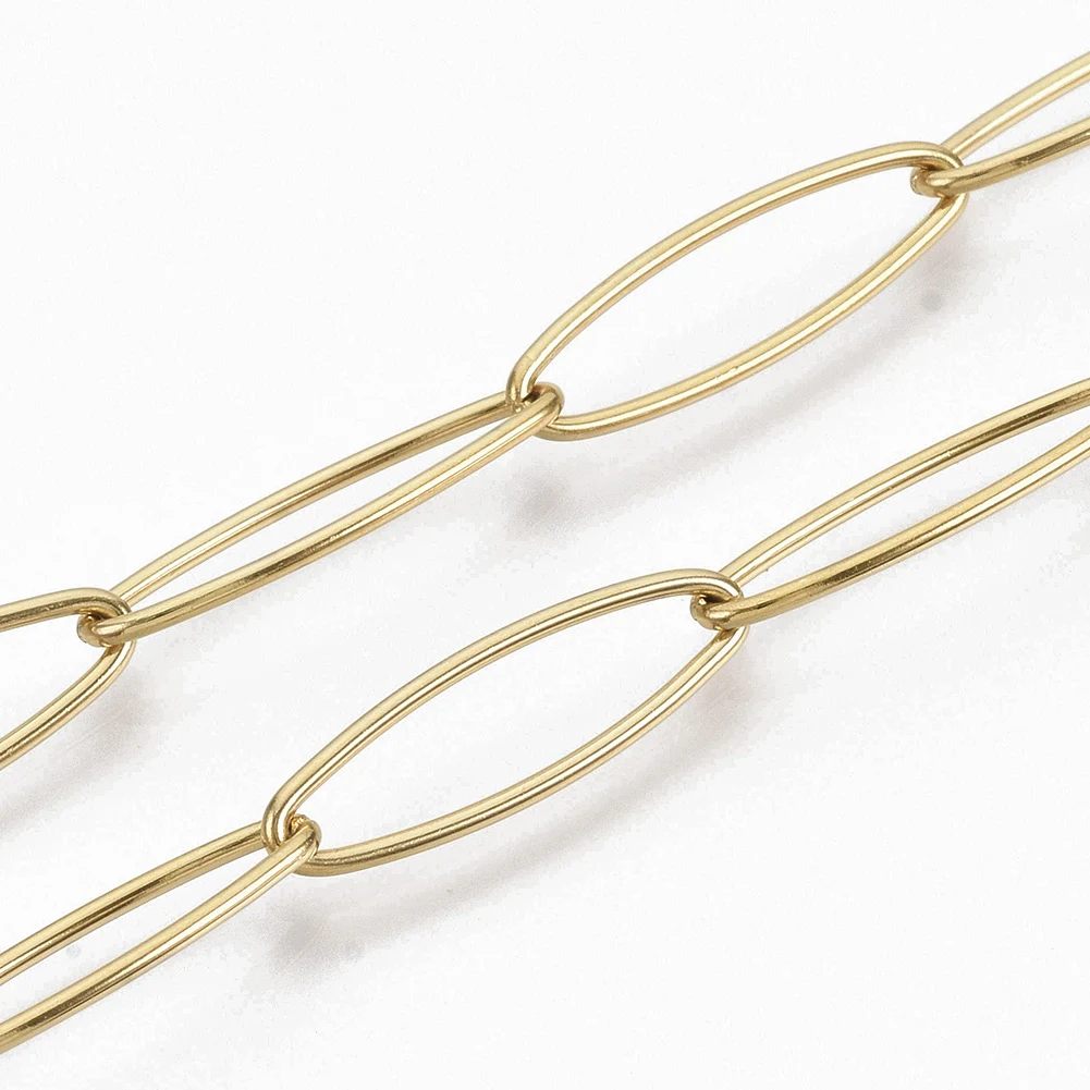 

PandaHall 304 Stainless Steel Oval Jewelry Paperclip Chains, Golden