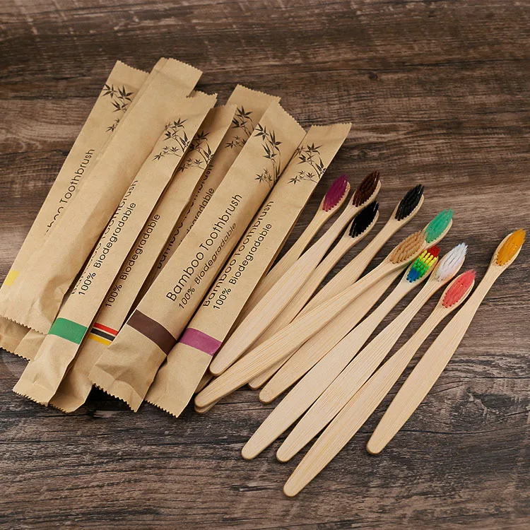 

Wholesale Price Custom Private Logo Label 100% Natural Organic Degradable Eco Bamboo Toothbrush, Customized color