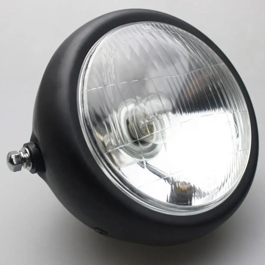 New Black Motorcycle Side Mount Headlight+Mount Fit For Honda Kawasaki Suzuki Yamaha Motorbike Headlamp