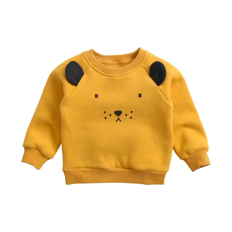 
Winter thick animal pattern fleece sweatshirt baby cute tops outdoor outfit 