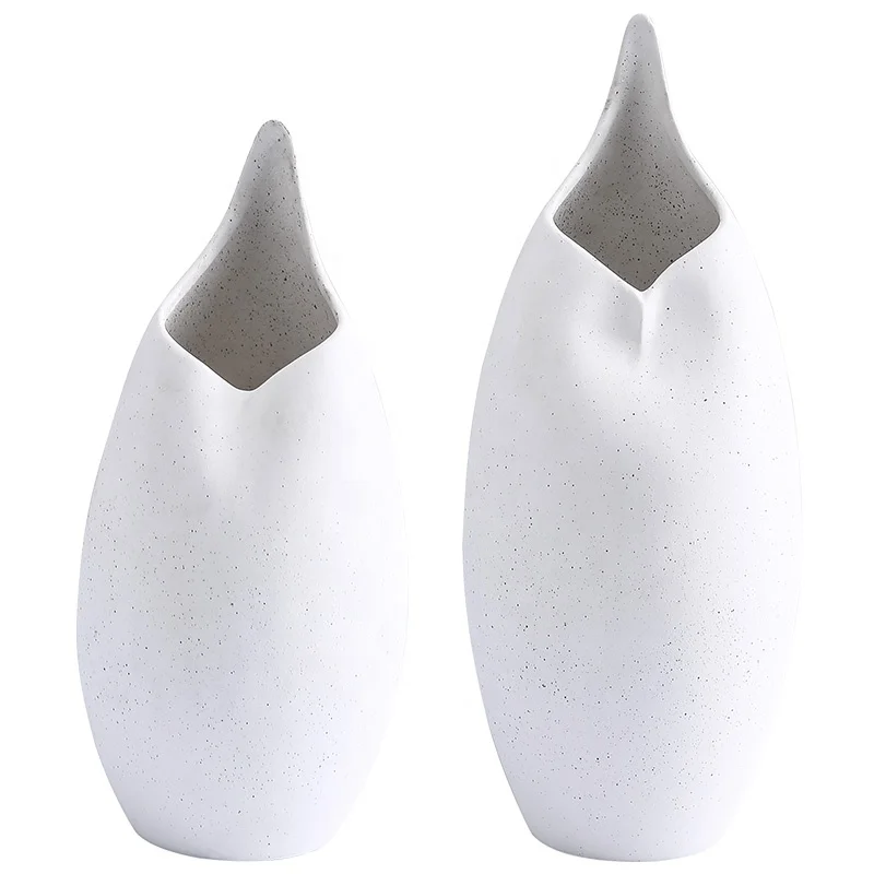 

Amazon hot table creative sharp mouth white decorative ceramic flower vase modern simple nordic luxury vase for home hotel decor, As shown