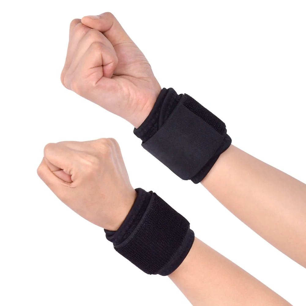 

2 PACK Wrist Compression Strap and Wrist Brace Sport Wrist Support for Fitness, Weightlifting, Tendonitis, Adjustable, Black