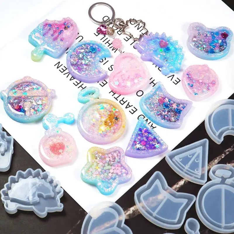 

Shaker Resin Mold Jewelry Mold Key Chain Pendant Resin Epoxy Ab Resin Shaker Charm For Diy Jewelry Making, Translucent