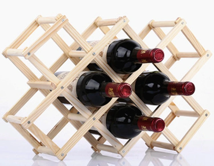 
2020 Custom New Arrival Wooden Wine Bottle Holders Creative Practical Collapsible Living Room Cabinet Red Wine Display Racks 