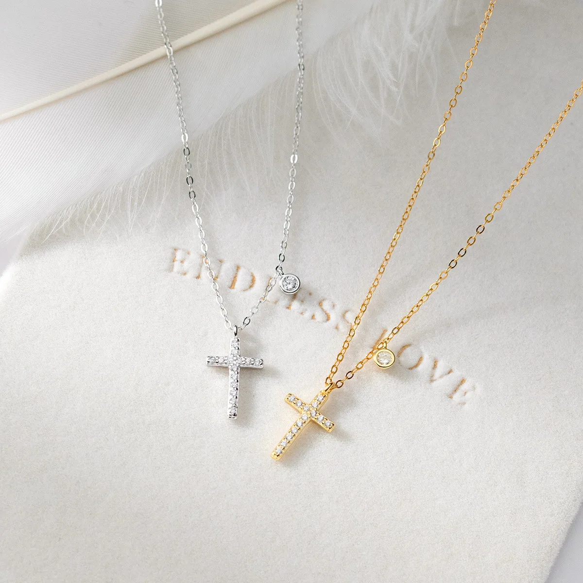 Fashion Jewelry Necklace 925 Sterling Silver Cross Pendant Necklace Round Diamond by the Yard Gold Plated Necklace Women