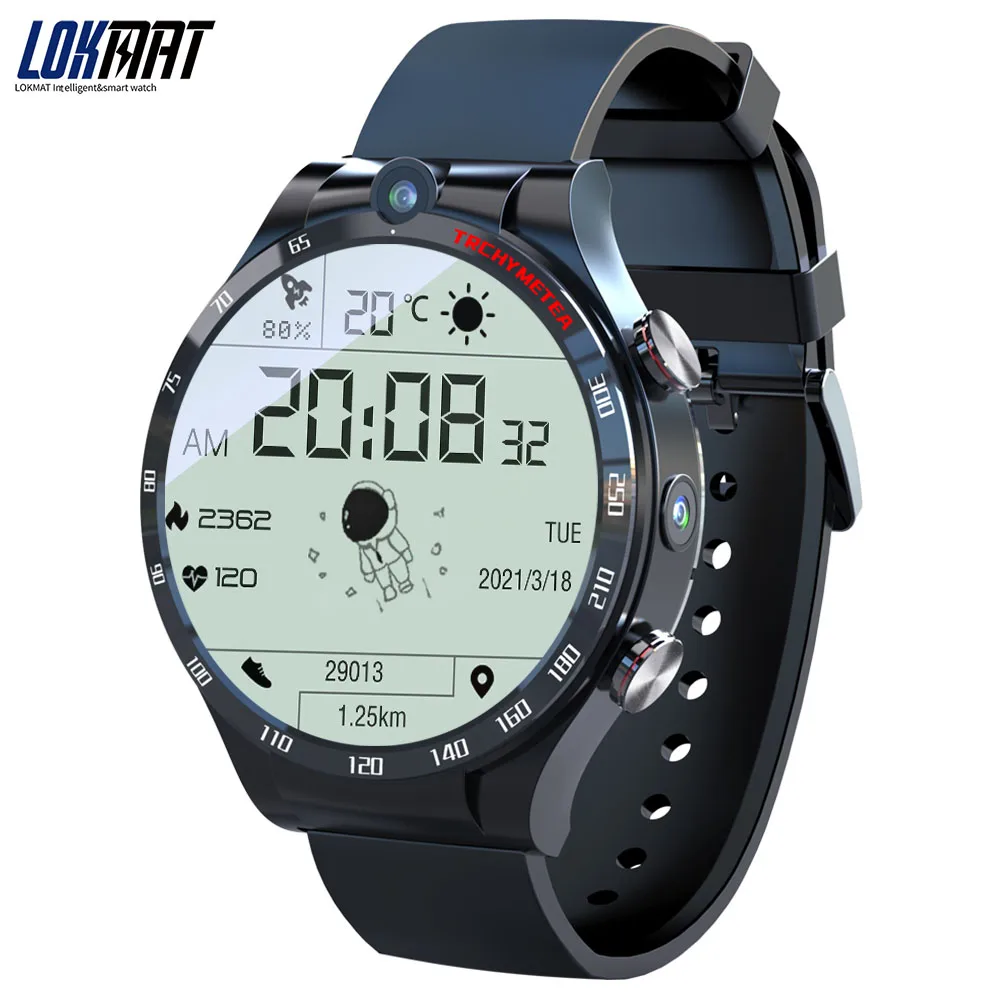 

2021 LOKMAT 4G Smart Watch Men 4GB 128GB 1.6" Android 10.7 Watch Phone Heart Rate Tracker GPS WIFI Smartwatch For Android IOS