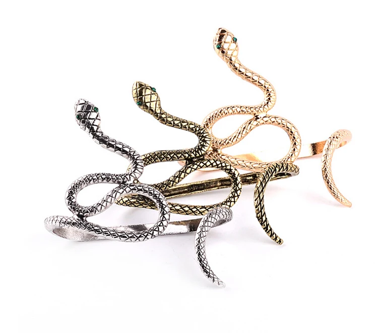 

ZRM Fashion Vintage Charm Snake Shape Hand Palm Bracelet Bangle Cuff Ring Women Jewelry