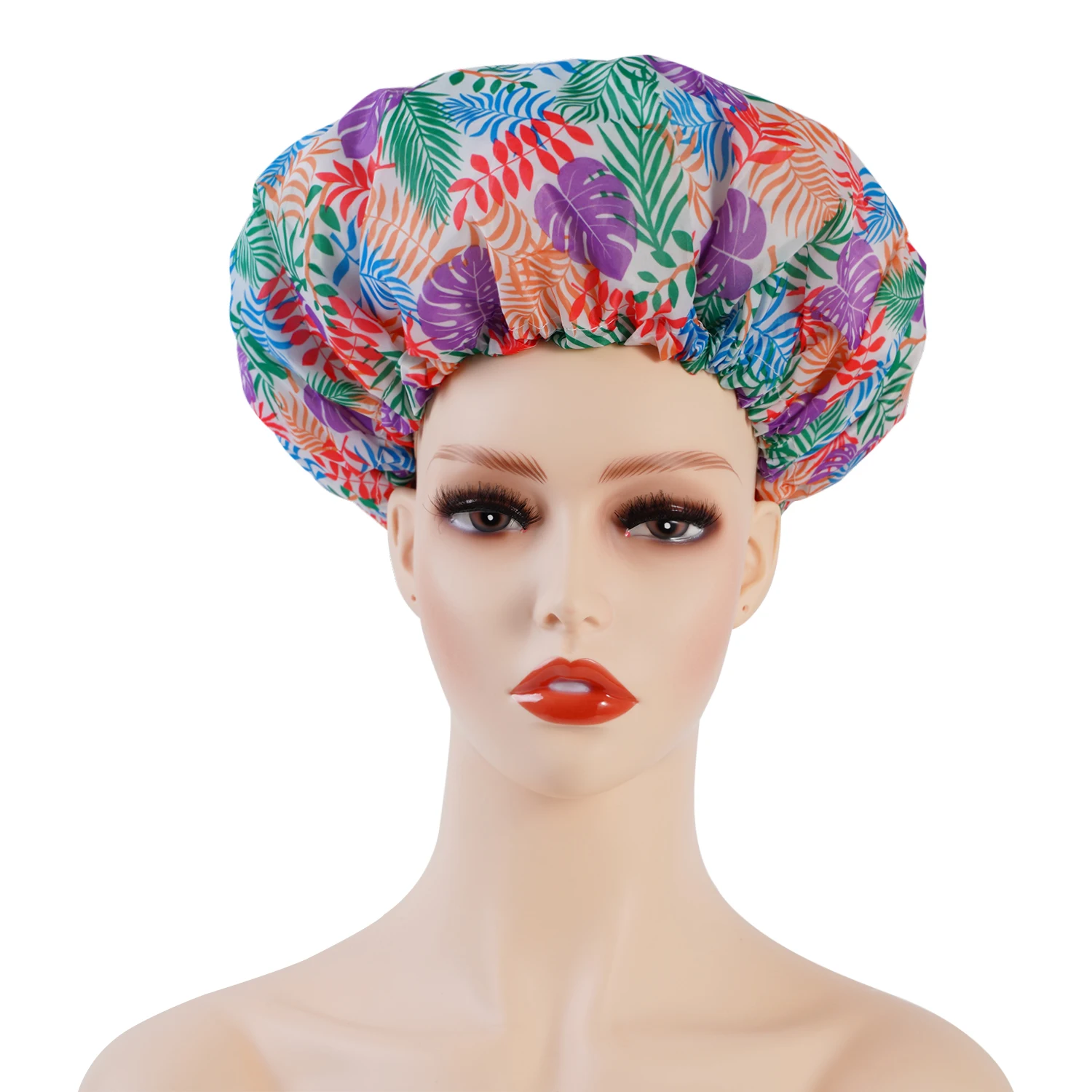 

Factory custom adjustable jumbo extra large luxury long customized shower caps reusable double layer woman waterproof shower_cap, Black