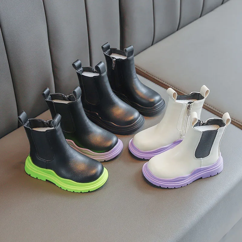 

2022 winter kids shoes brand design wanrm snow boot for kids wholesale ankle chelsea boots