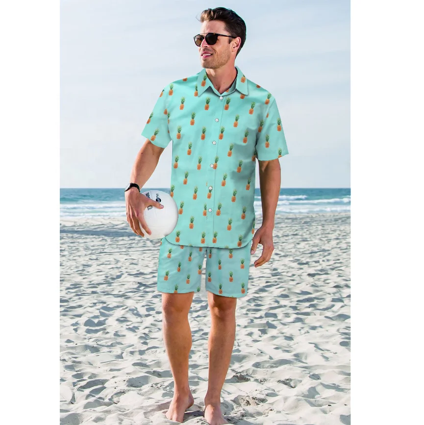 

Mens Beach Print Hawaiian Shirt Short Sleeve Quick Dry Cool Shorts Vacation Clothing Summer Tropical Mens Dress