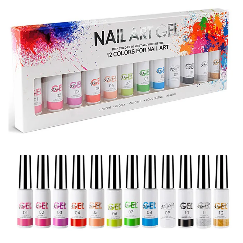 

Nail Art Gel Paint Heart Nail Maker Polish Painting Gel Soak Off UV Gel Liner Nail Art Set