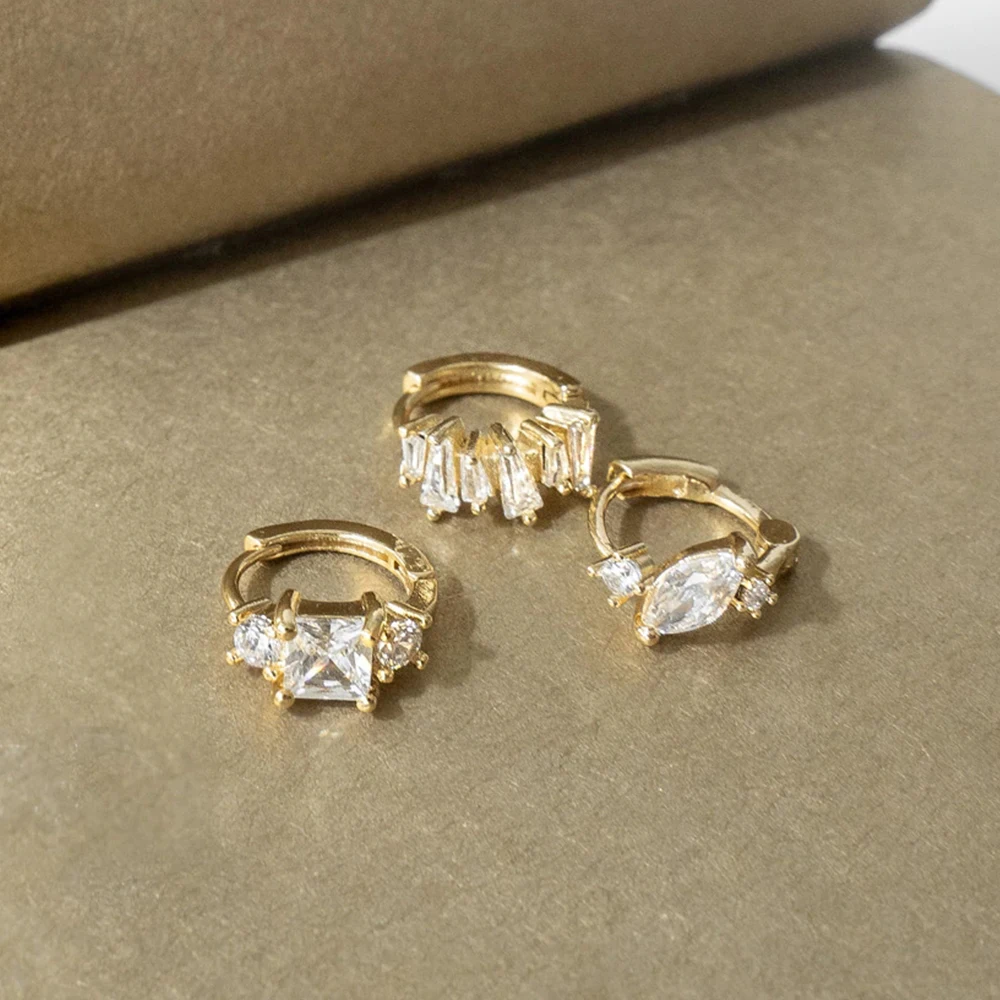 

Fashionable 925 Sterling Silver 18k Gold Plated Jewelry Earrings Set For Women