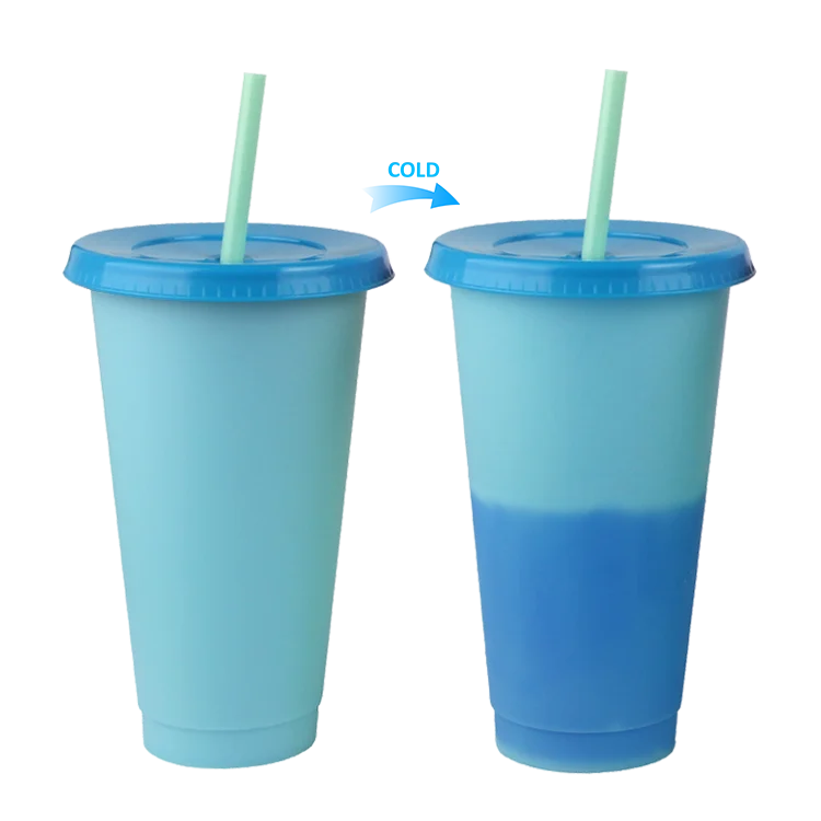 

Stock BPA free 5pcs/set gift 24oz cold color changing reusable plastic cup, Customized